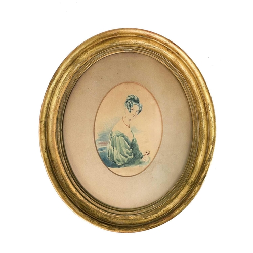 180 - Attributed to R A Pauline. Three oval watercolor portraits of the Duvall family, including the artis... 