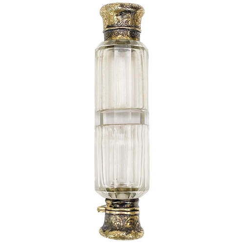 187 - A double-ended glass and gilt metal scent bottle by S. Mordan & Co With a twist top and hinged top e... 