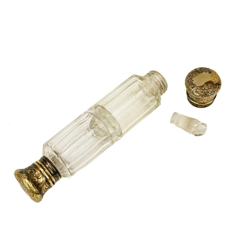 187 - A double-ended glass and gilt metal scent bottle by S. Mordan & Co With a twist top and hinged top e... 