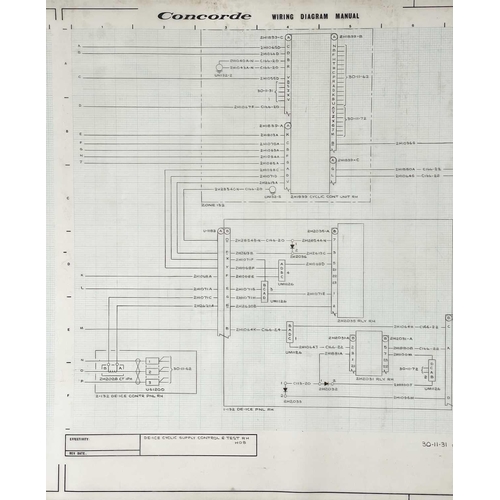 197 - Three Concorde original technical drawings. Including a wiring diagram for wing and intake de-icing ... 