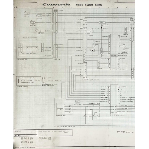 197 - Three Concorde original technical drawings. Including a wiring diagram for wing and intake de-icing ... 