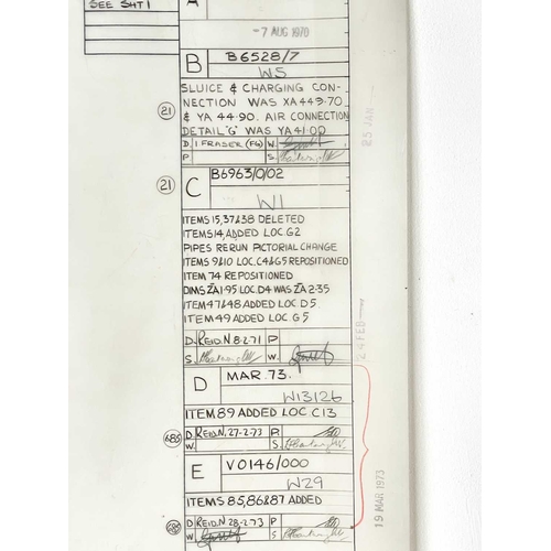197 - Three Concorde original technical drawings. Including a wiring diagram for wing and intake de-icing ... 