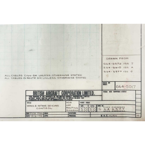 197 - Three Concorde original technical drawings. Including a wiring diagram for wing and intake de-icing ... 