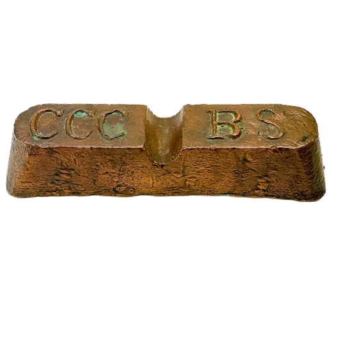 210 - An 18.5lbs copper ingot from the Cape Copper Company Swansea. From the wreck of the SS St George.