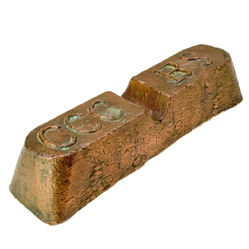 210 - An 18.5lbs copper ingot from the Cape Copper Company Swansea. From the wreck of the SS St George.