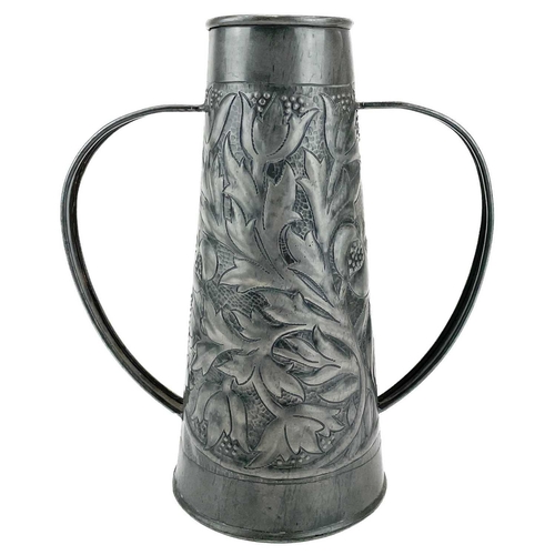 217 - An Arts and Crafts pewter twin handles vase. Attributed to John Williams, Fivemiletown, Ireland, rep... 