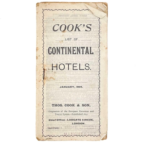 224 - A Cook's List of Continental Hotels January, 1904. From Thomas Cook & Son, a book of unused coupons.