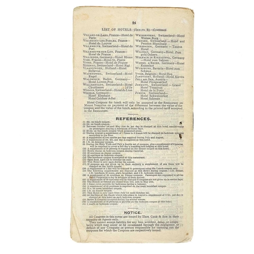 224 - A Cook's List of Continental Hotels January, 1904. From Thomas Cook & Son, a book of unused coupons.