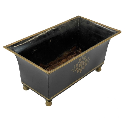 225 - A late 19th century tole ware rectangular planter. On four raised supports, height 16cm width 34.5cm... 