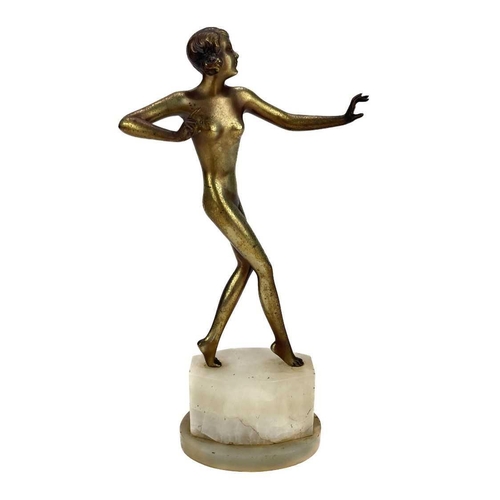 228 - Josef Lorenzl (Austrian, 1892-1950), an Art Deco gilt bronze figure. Of a naked female dancer, signe... 