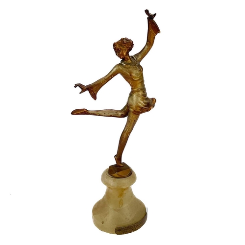 249 - Josef Lorenzl (Austrian, 1892-1950, a gilt bronze figure. Of a dancer, standing on one leg, with out... 