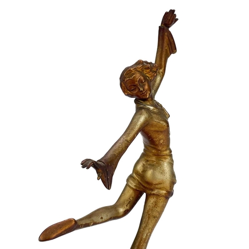 249 - Josef Lorenzl (Austrian, 1892-1950, a gilt bronze figure. Of a dancer, standing on one leg, with out... 