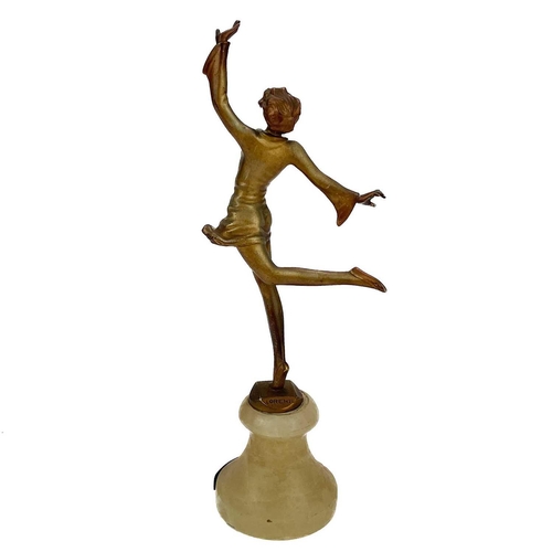 249 - Josef Lorenzl (Austrian, 1892-1950, a gilt bronze figure. Of a dancer, standing on one leg, with out... 