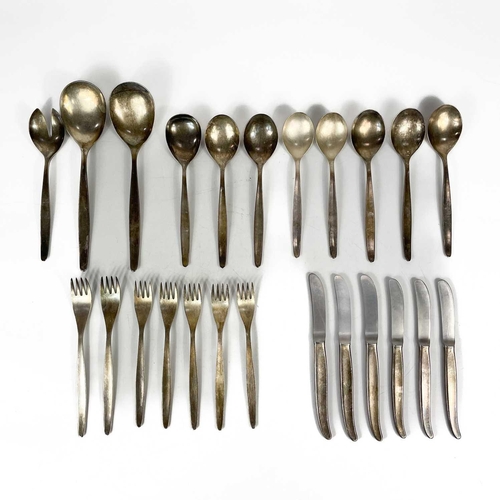 259 - An assortment of WMF plated cutlery. Comprising six knives, seven various forks, two serving spoons,... 