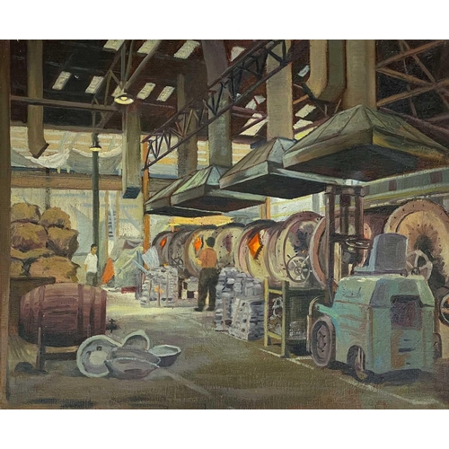 263 - English school circa 1960 A foundry, indistinctly signed and dated 1960, oil on canvas, 51X61cm.