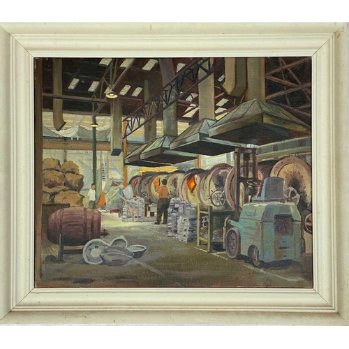 263 - English school circa 1960 A foundry, indistinctly signed and dated 1960, oil on canvas, 51X61cm.