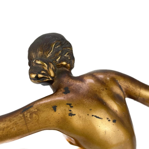 266 - An Art Deco gilded bronze figure of a dancer on an onyx base by Marcel Bouraine. Signed Bouraine BRO... 