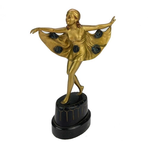 269 - After Professor Otto Poertzel (1876-1963), a gilt bronze figure. Bat Dancer, on an integral bronze b... 