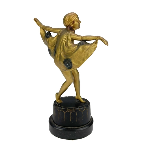 269 - After Professor Otto Poertzel (1876-1963), a gilt bronze figure. Bat Dancer, on an integral bronze b... 