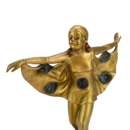 269 - After Professor Otto Poertzel (1876-1963), a gilt bronze figure. Bat Dancer, on an integral bronze b... 