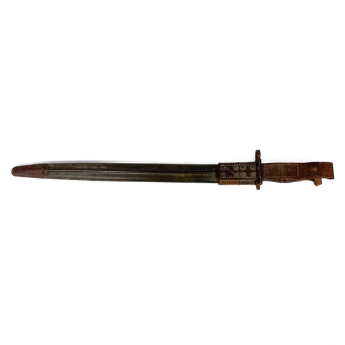 280 - A United States Remington bayonet. Blade marked at base with 1913 - 10 17, the leather case marked H... 