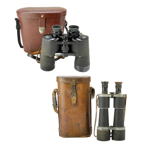 281 - A pair of Carl Zeiss Binoctar Naval Binoculars. Leather case, together with a further pair of Zeiss ... 