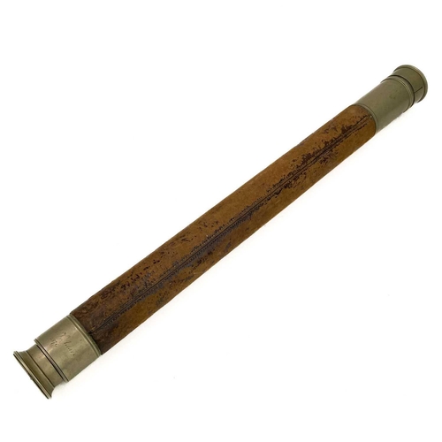 283 - A Ross London single draw leather bound nickel telescope. Number 20837, engraved C.B.Allen (Lieutena... 