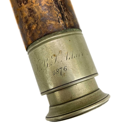 283 - A Ross London single draw leather bound nickel telescope. Number 20837, engraved C.B.Allen (Lieutena... 