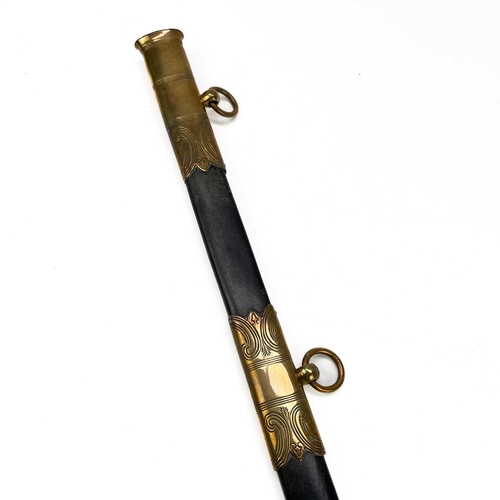 295 - A Royal Navy officer's dress sword. Early 20th century, the 80cm etched blade with gold PROVED poinc... 