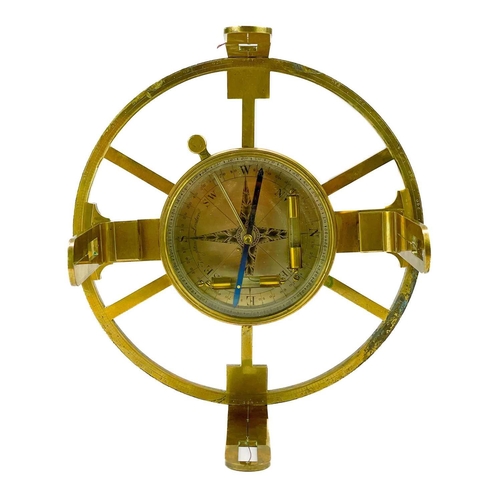 315 - An early 20th century brass navigational /surveying instrument by Troughton London With silvered dia... 