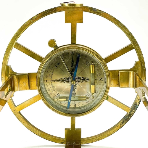 315 - An early 20th century brass navigational /surveying instrument by Troughton London With silvered dia... 