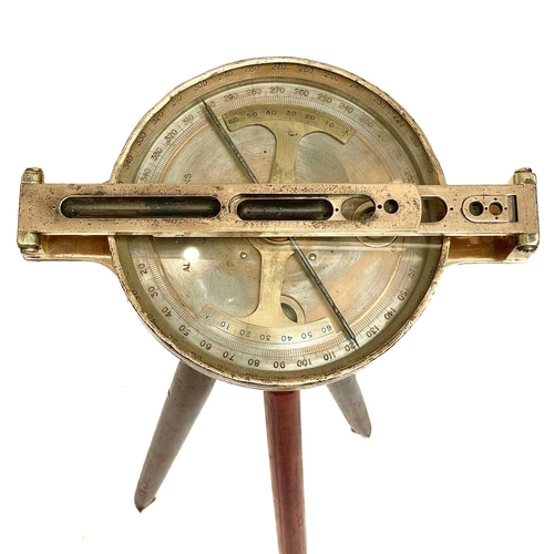 317 - A brass miners dial by Alex Mabon & Co. On tripod stand, dial diameter 17cm.