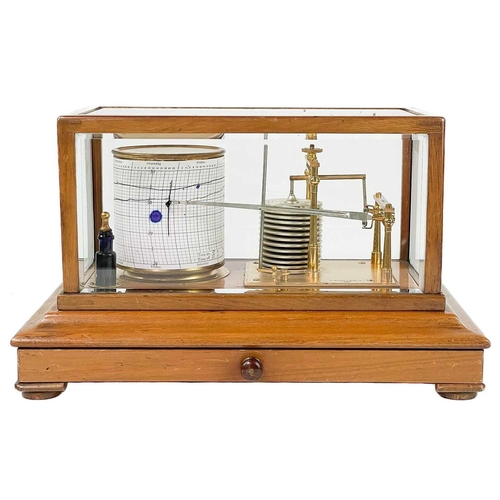 321 - A barograph by W. Watson & Sons Ltd London. Under glass case, height 21.5cm width 36.5cm depth 22cm.