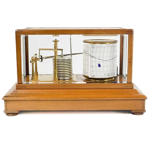 321 - A barograph by W. Watson & Sons Ltd London. Under glass case, height 21.5cm width 36.5cm depth 22cm.