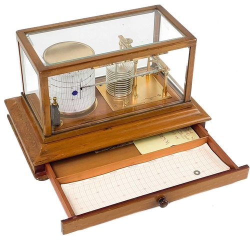 321 - A barograph by W. Watson & Sons Ltd London. Under glass case, height 21.5cm width 36.5cm depth 22cm.