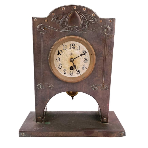 326 - A J & F Pool of Hayle copper clock. Item number 6613 in Pool's Cornish Hand-Wrought Copper catalogue... 