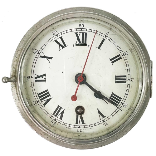 330 - A GPO chrome plated bulkhead type wall timepiece. The reverse stamped 1 G.P.O. EFW 55/4, diameter 15... 