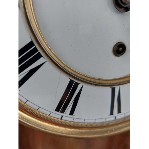 331 - A Vienna regulator type walnut wall clock. Late 19th century, with ebonised mouldings and architectu... 