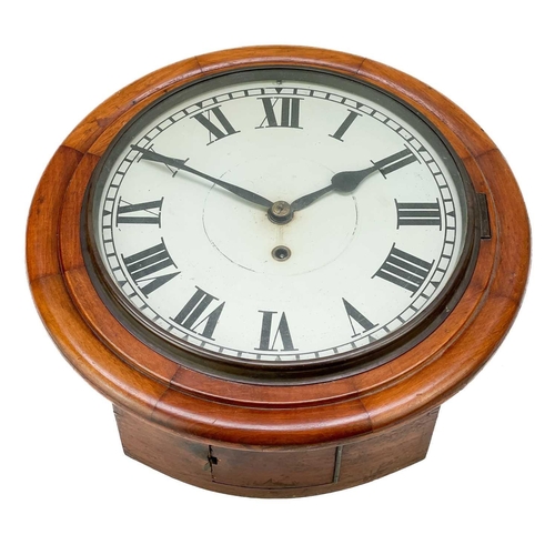 335 - A circular mahogany 30-hour wall clock. Late 19th century, with spring driven movement, total diamet... 