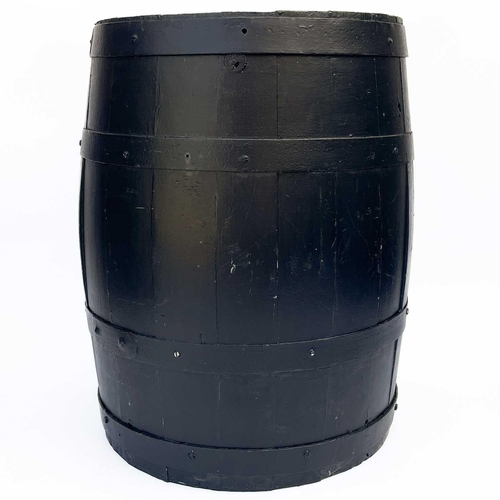 347 - Two black painted barrels. Largest height 52cm.