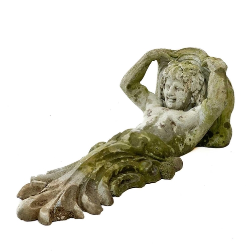 349 - A reconstituted term figure garden bracket. Height 90cm, width 48cm, depth 36cm.