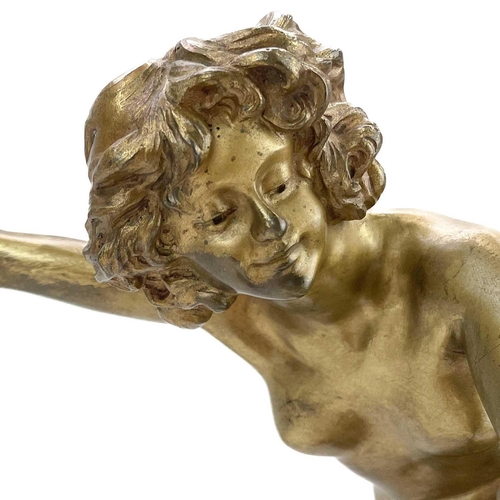 39 - Claire Jean Roberte Colinet (Belgium 1880-1950). An Art Deco gilt bronze figure of a juggler on marb... 