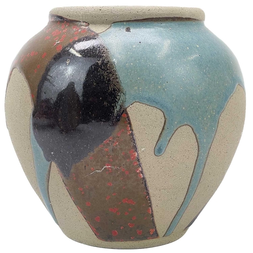 413 - Graham Peter Glynn studio pottery. Four items with drip glaze impressed marks, tallest height 16cm. ... 