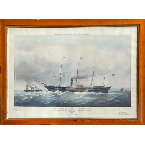 42 - A coloured engraving of the Great Western steamship. Published by Venture Prints, 1969, 61X88cm.