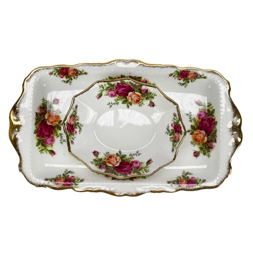 449 - A Royal Albert Old Country Roses part service. Comprising: Two twin handled circular tureens, sauceb... 