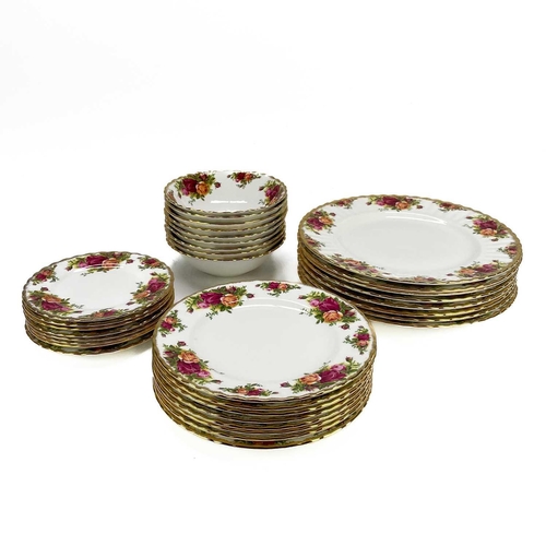 449 - A Royal Albert Old Country Roses part service. Comprising: Two twin handled circular tureens, sauceb... 