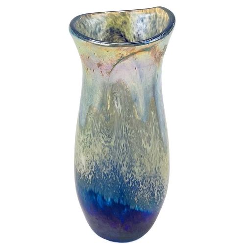 452 - Norman Stuart Clarke (b.1944). A studio glass seascape pattern vase, of slightly waisted form, signe... 