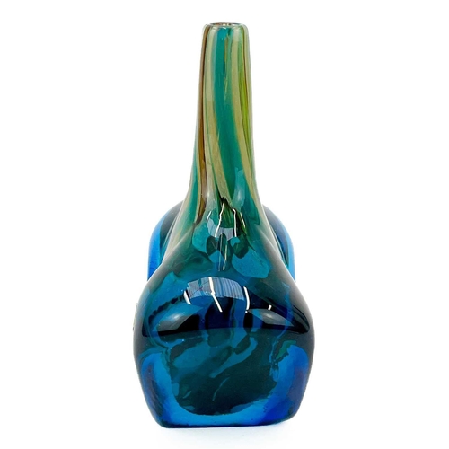 466 - A Mdina glass fish vase. Signed and dated 1980, height 20cm, together with a cranberry glass vase.(2... 