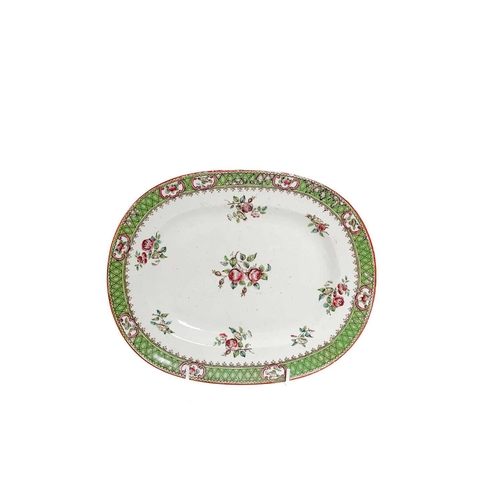 475 - A collection of diamond rose pattern Minton & Co dinnerware. To include a large meat plate, a soup t... 