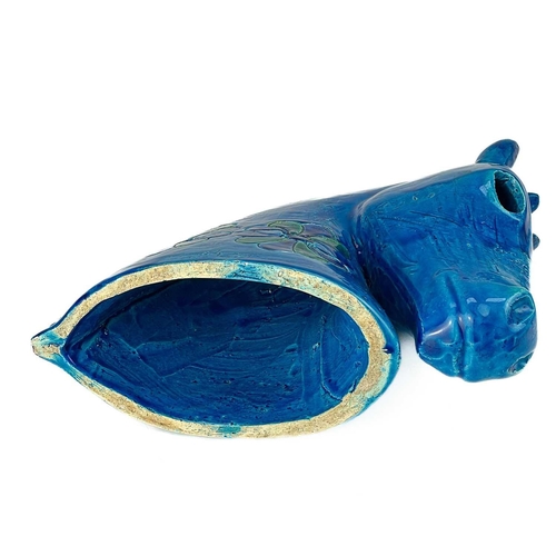 477 - A Bitossi Italian blue pottery horse head sculpture. By Aldo Londi, height 26cm. There are a couple ... 